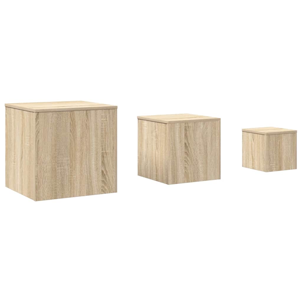 Side Tables 3 pcs Sonoma Oak Engineered Wood